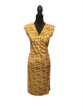Vintage Style Faux-Wrap Midi Dress